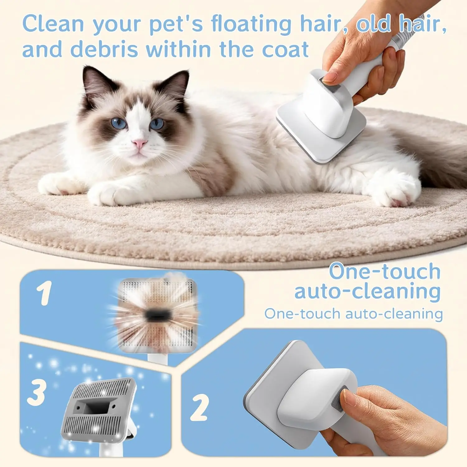 Dog Grooming Vacuum Kit 7 in 1, Cat & Dog Hair Vacuum Brush for Shedding - Includes Rollers, Deshedding Mitts, Nail & Paw Trimmer - Image 6
