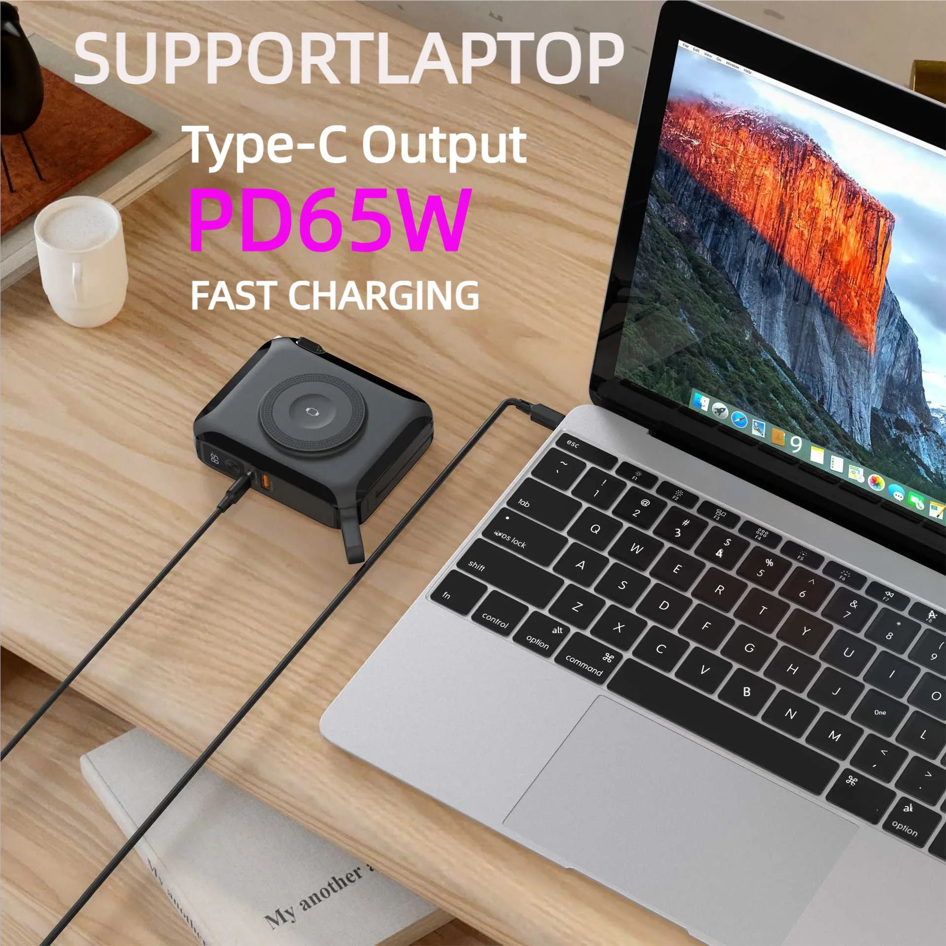 15000mAh 65W Fast Charge Magnetic Power Bank Integrated Cable Convertible EU UK Plug Travel Laptop Charger for Watch Phone PD - Image 4