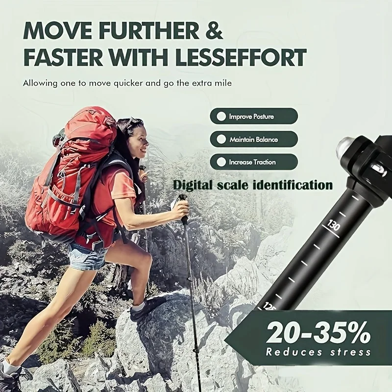 2 Pack Lightweight 100% Carbon Fiber Collapsible Sticks for Walking and Hiking - for Men and Women - Adjustable Height and Retra - Image 4