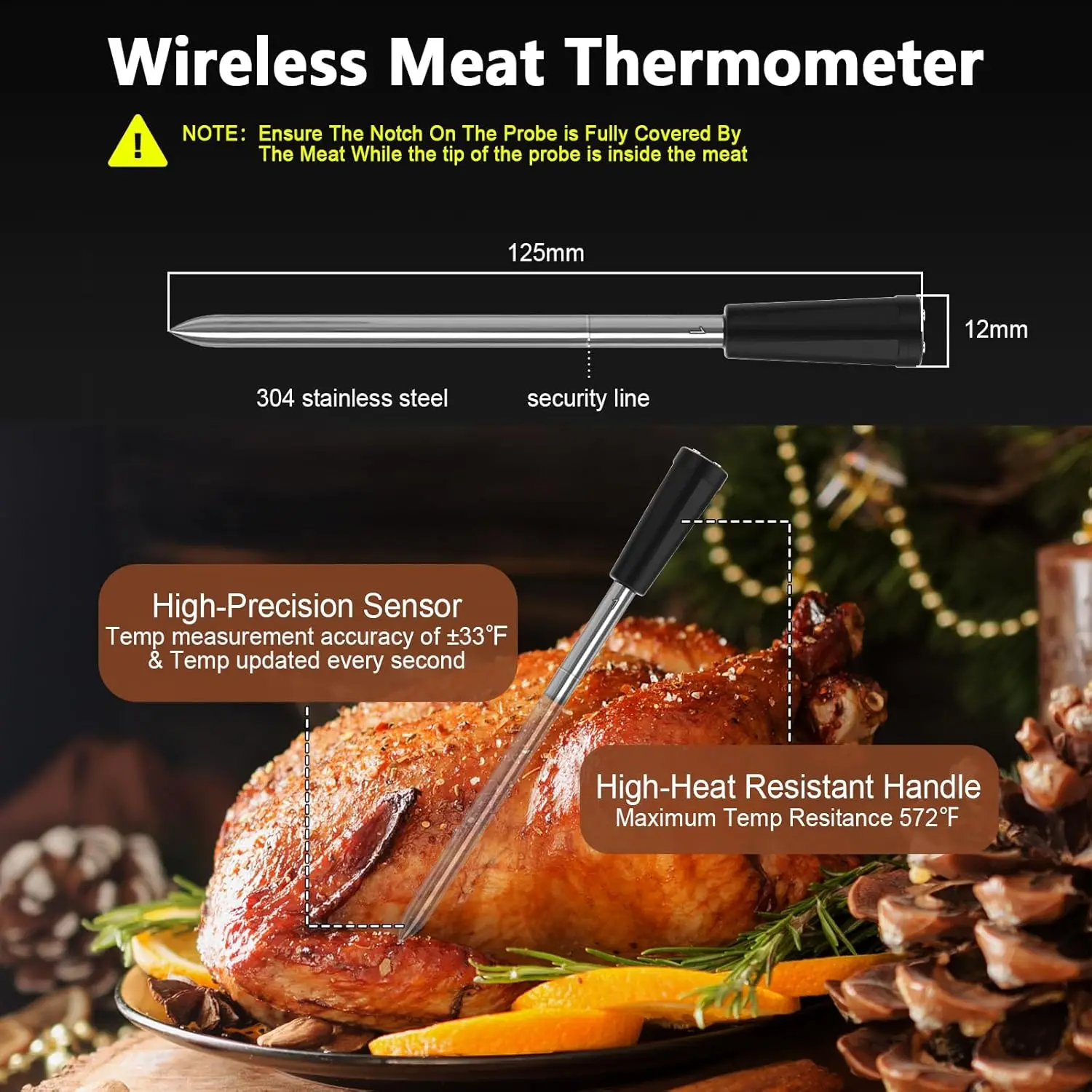 2 Probes 400FT Bluetooth Wireless Meat Food Thermometer Digital with LCD Display for Grill Oven Kitchen, Smoker & Rotisserie - Image 4