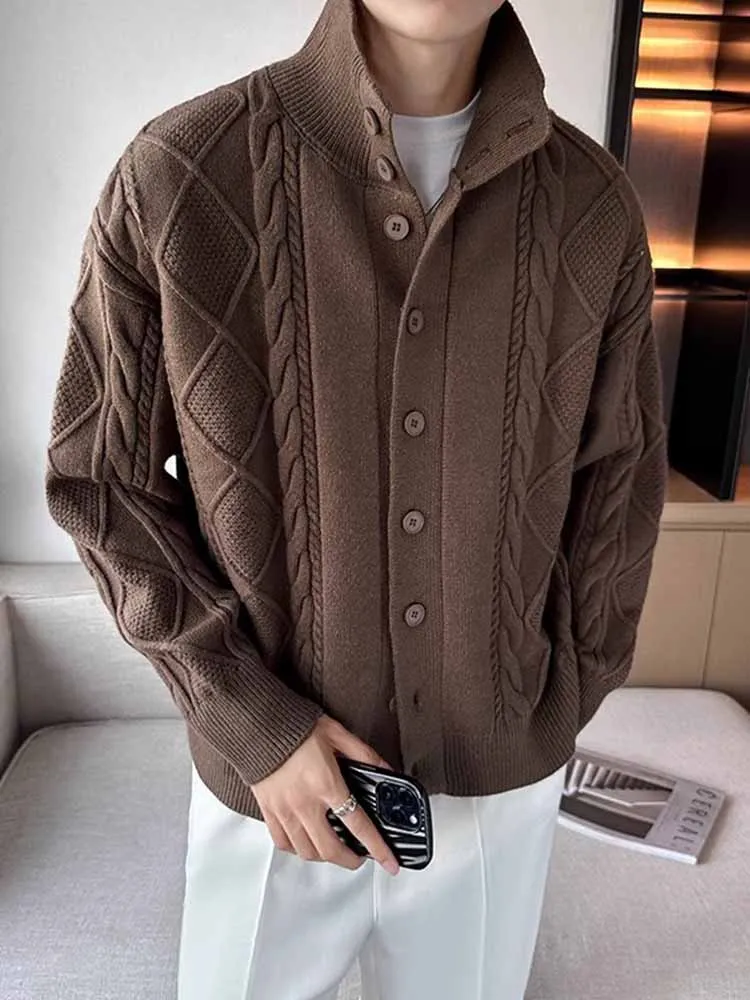 Cashmere Knitted Cardigan Jacket Men's Spring and Autumn High-End Jacquard Casual Men's Sweater New - Image 2