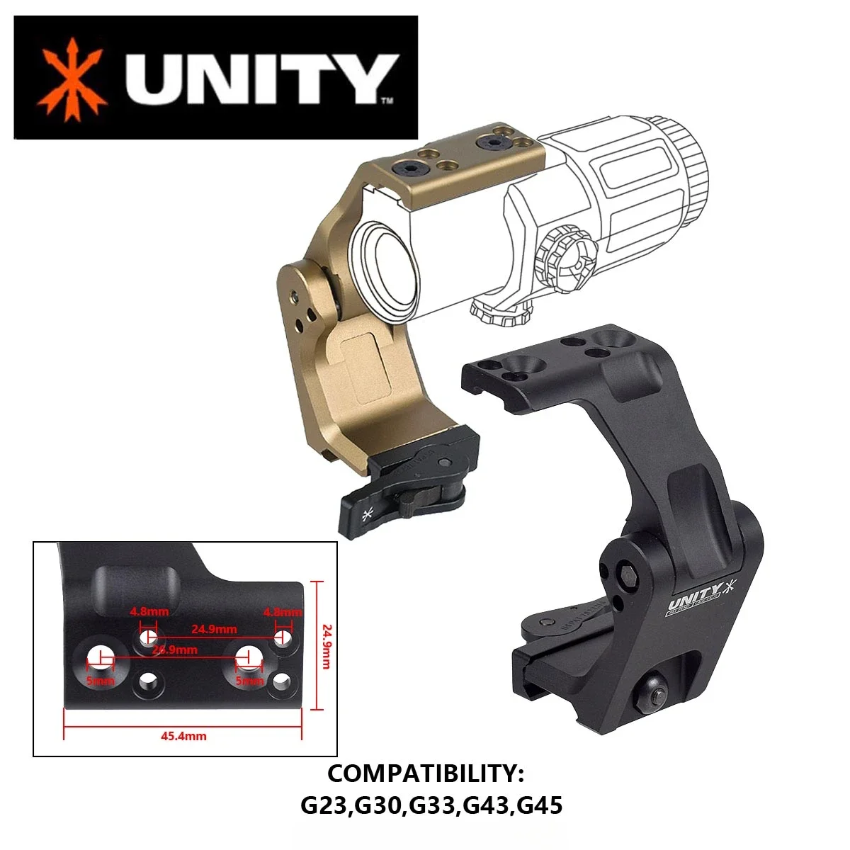 558 Holographic Collimator Red Dot Sight UNITY Riser Mount G43 G33 G45 Magnifier Fast FTC 2.26 20mm Rail Optic Mount - Image 3