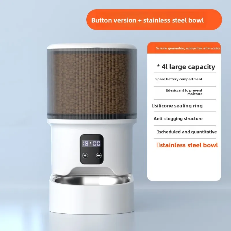 HD Video Automatic Pet Feeder for Cats Dogs 4L Smart Timed Quantitative Food Dispenser with Stainless Steel Bow Pet Supplies - Image 9