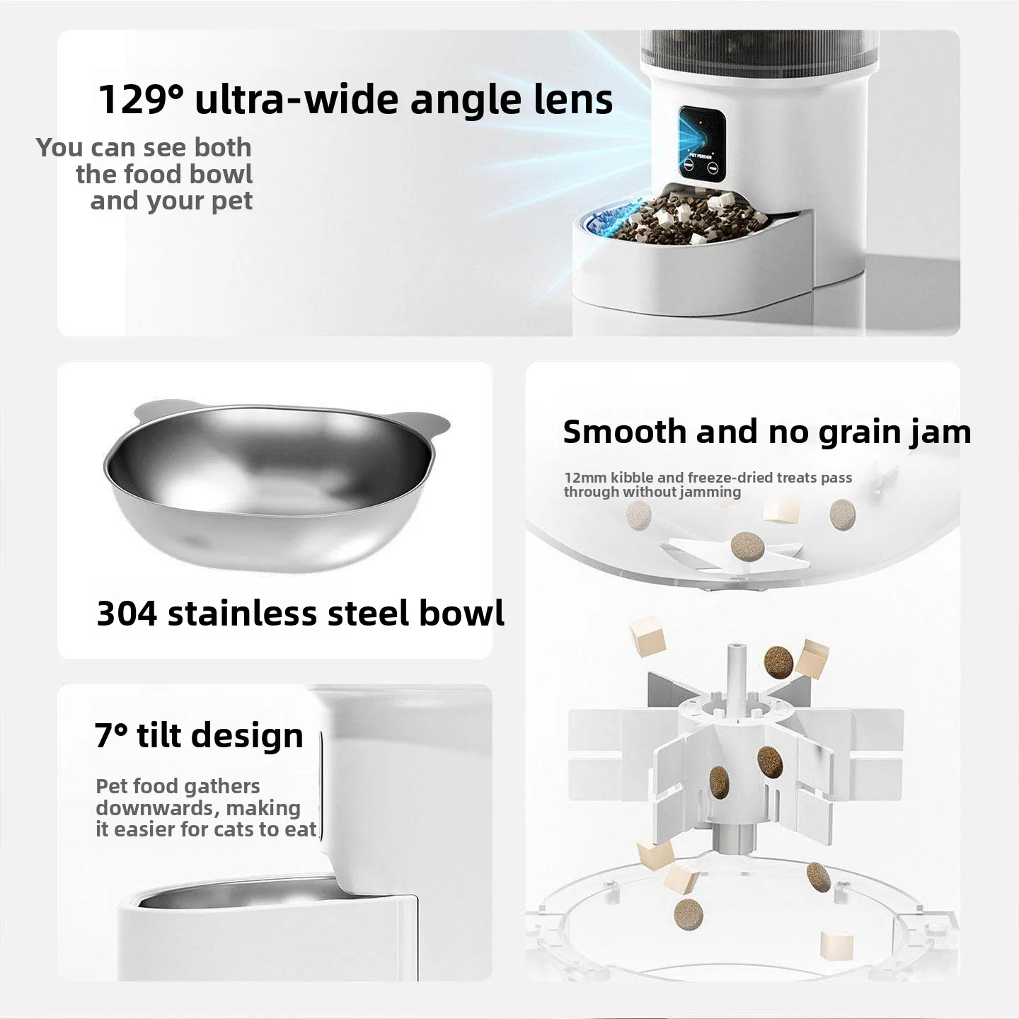 HD Video Automatic Pet Feeder for Cats Dogs 4L Smart Timed Quantitative Food Dispenser with Stainless Steel Bow Pet Supplies - Image 4