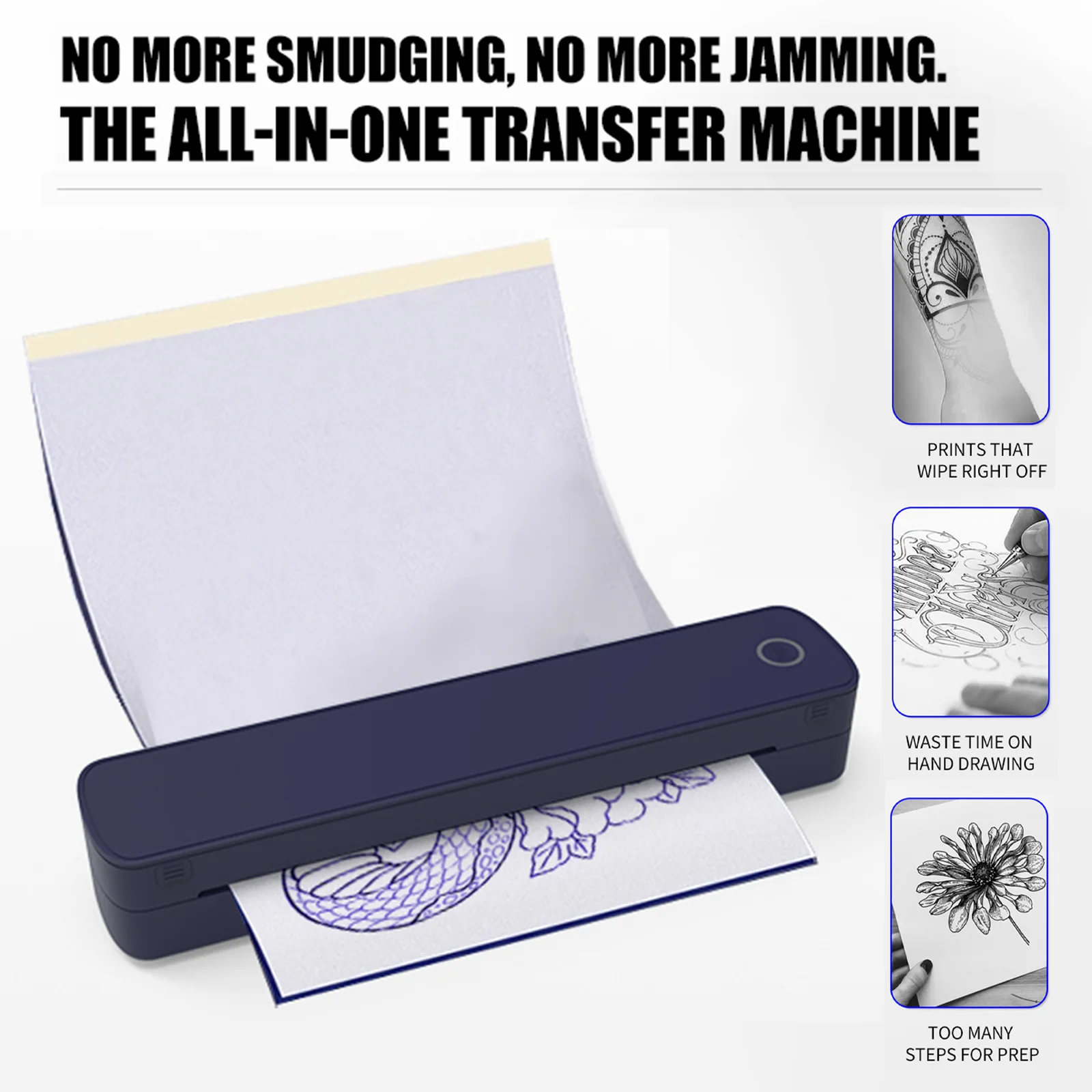 Portable A4 Tattoo Printer Inkless Thermal Printer Wireless Bluetooth Multifunctional Tattoo Stencil & Document Printer - Image 3