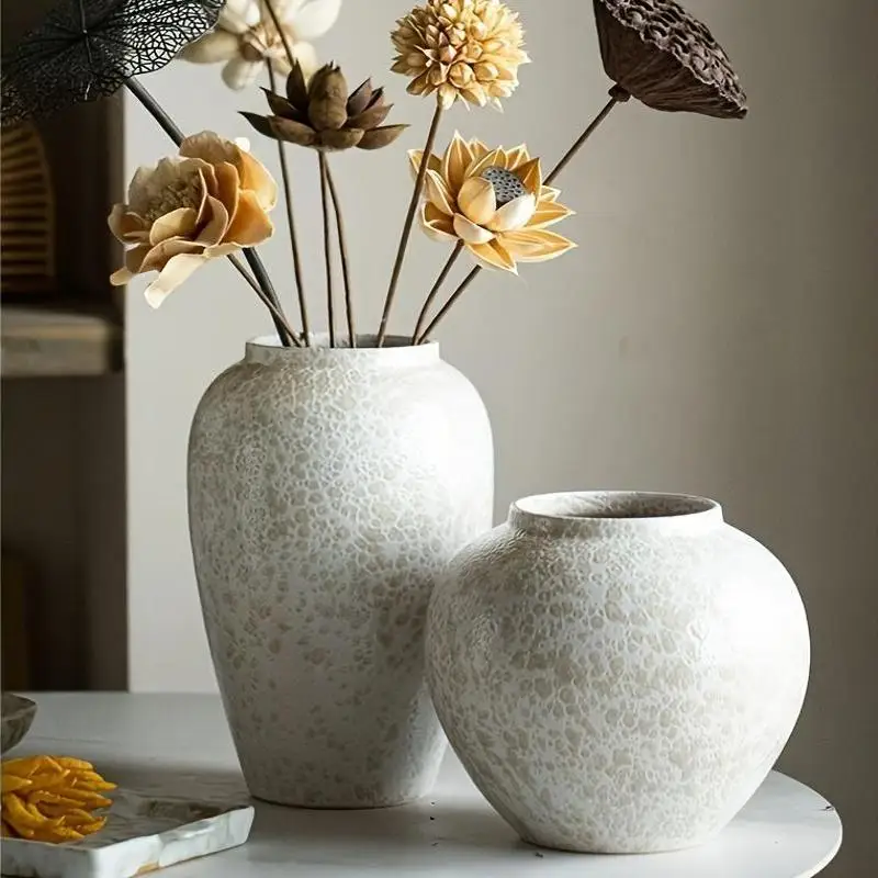 Large Elegant Ceramic Vase - Decorative Jar, Tabletop Floral or Garden Vase - Lightweight, Perfect for Indoor/Outdoor Home,