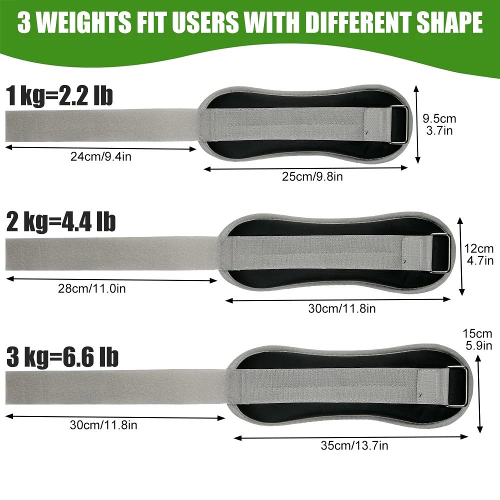 1Pair Wrist Ankle Weights 1kg, 2kg,3kg Strength Training Wrist Leg Arm Weight with Adjustable Strap, Jogging,Gymnastics,Aerobics - Image 6