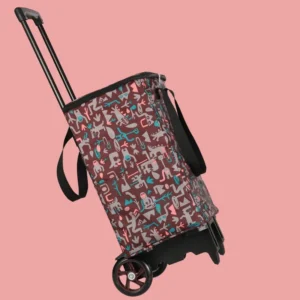 Heavy Duty Folding Shopping Cart with Large PU Wheels & Bearings – Portable Rolling Utility Cargo Trolley for Grocery, Travel, L